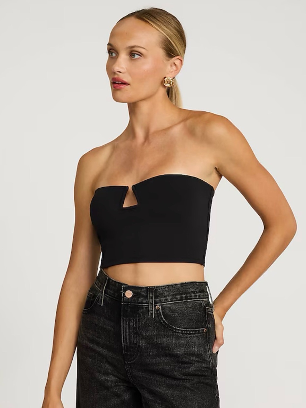 Express Black Strapless Cutout Tube Top with Front Keyhole